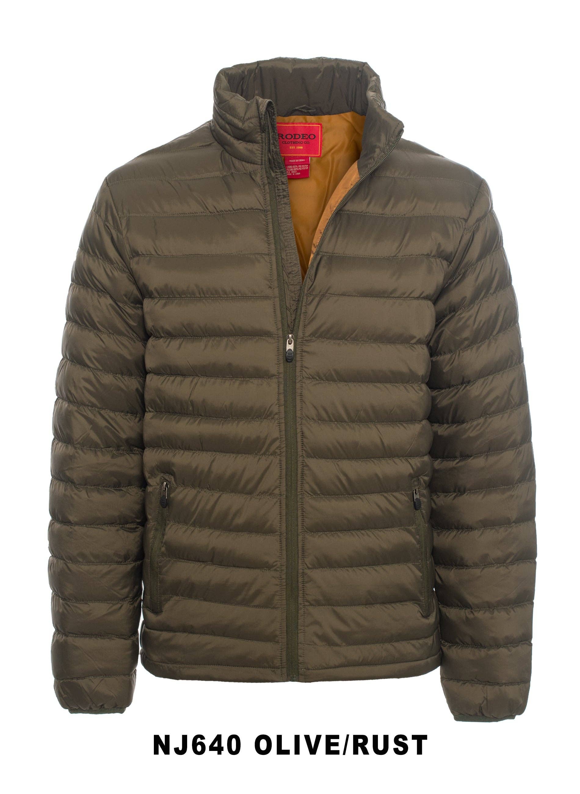 Rodeo Clothing - Men's Nylon Quilted Puffer Jacket -NJ640-Olive - XL