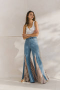 WISTERIA LANE - LACE DETAIL WIDE LEG JEANS 2481PIC LT DENIM