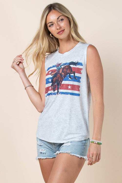 Avery - AV079-NEWTON AMERICAN COWGIRL GRAPHIC SLEEVELESS TOP