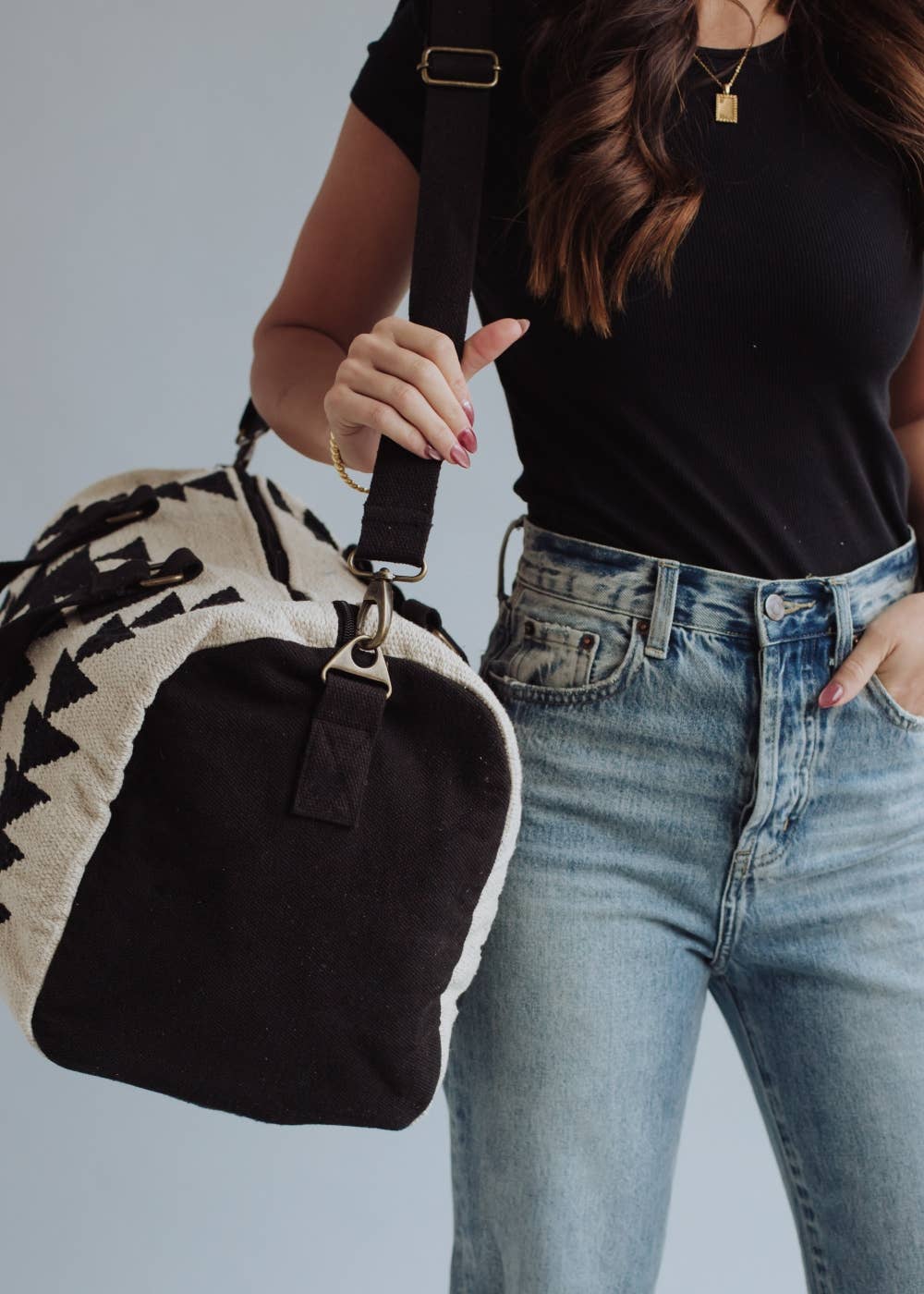 Panache Apparel Co. - Cream & Black Aztec Duffel
