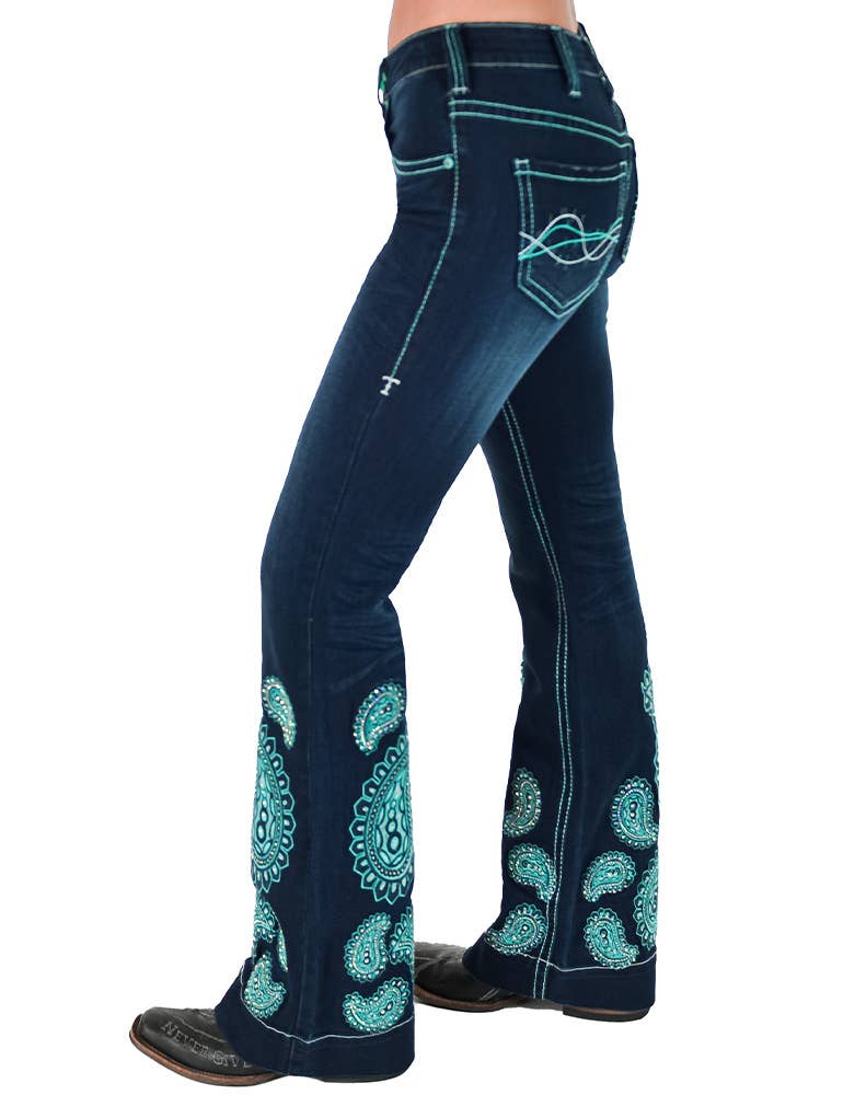Cowgirl Tuff Co. / B. Tuff Jeans - Turquoise Paisley Bling Trouser