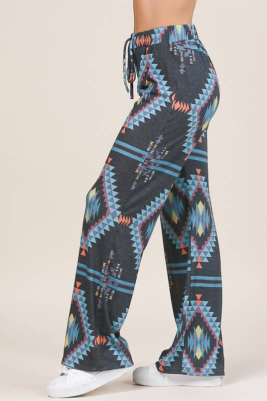 Avery - AV1044-CYNTHIA AZTEC PRINT RELAXED LONG PANTS