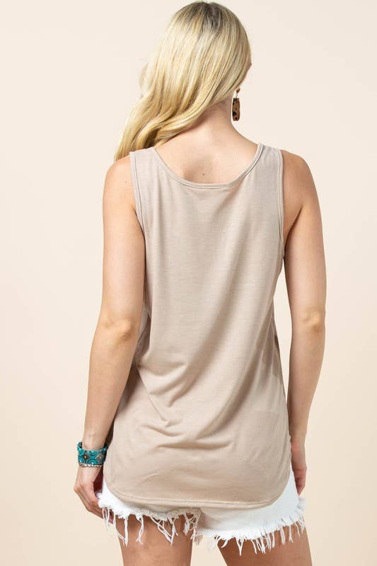 Avery - AV196-PENELOPE WESTERN COWBOYS GRAPHIC SLEEVELESS TOP