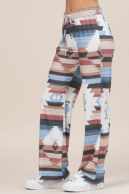 Avery - AV1044-SELENA AZTEC PRINT RELAXED PANTS