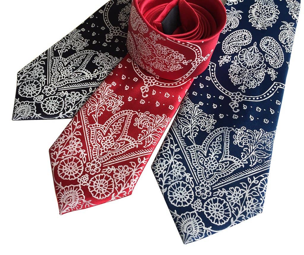 Cyberoptix Tie Lab - Bandana Print Necktie. Paisley Cowboy Tie.
