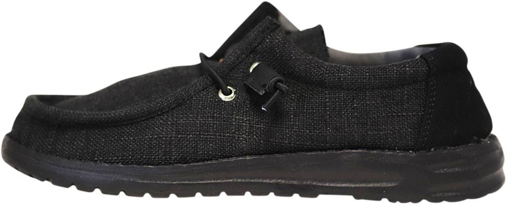 The Norty Brand - Norty Boys 11-4 Black Lace Canvas Boat Shoes 15665K Prepack