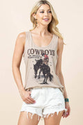 Avery - AV196-PENELOPE WESTERN COWBOYS GRAPHIC SLEEVELESS TOP