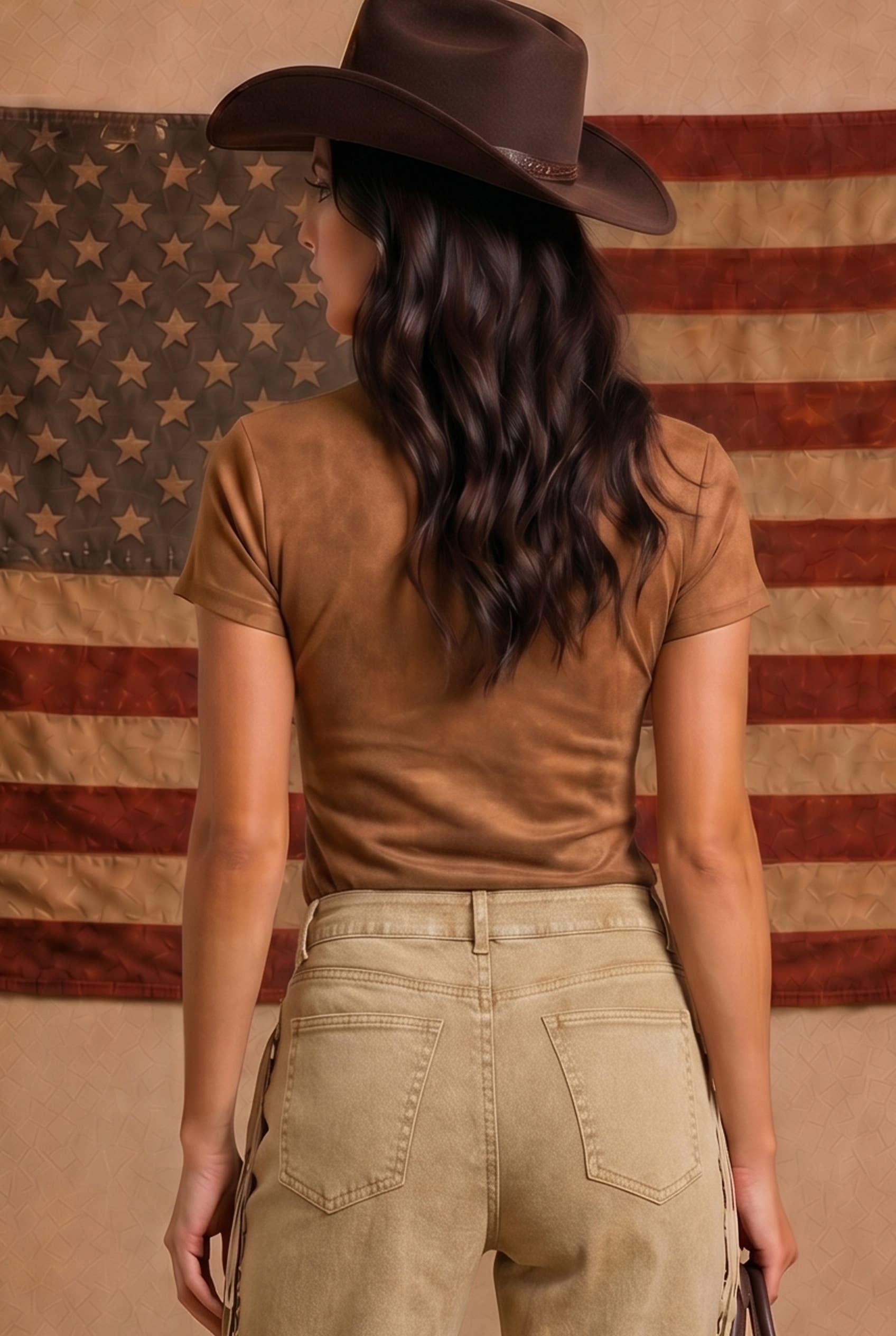 BONA BRAND - Suede Western Buckle Studded Top BONA37924T