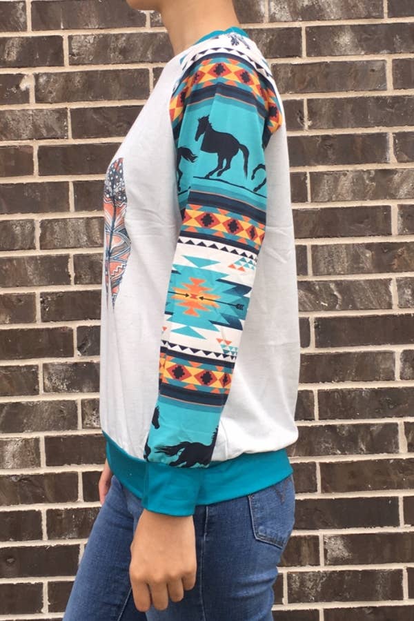 DESHENG ENTERPRISE - TRIBAL WESTERN PRINT TOP