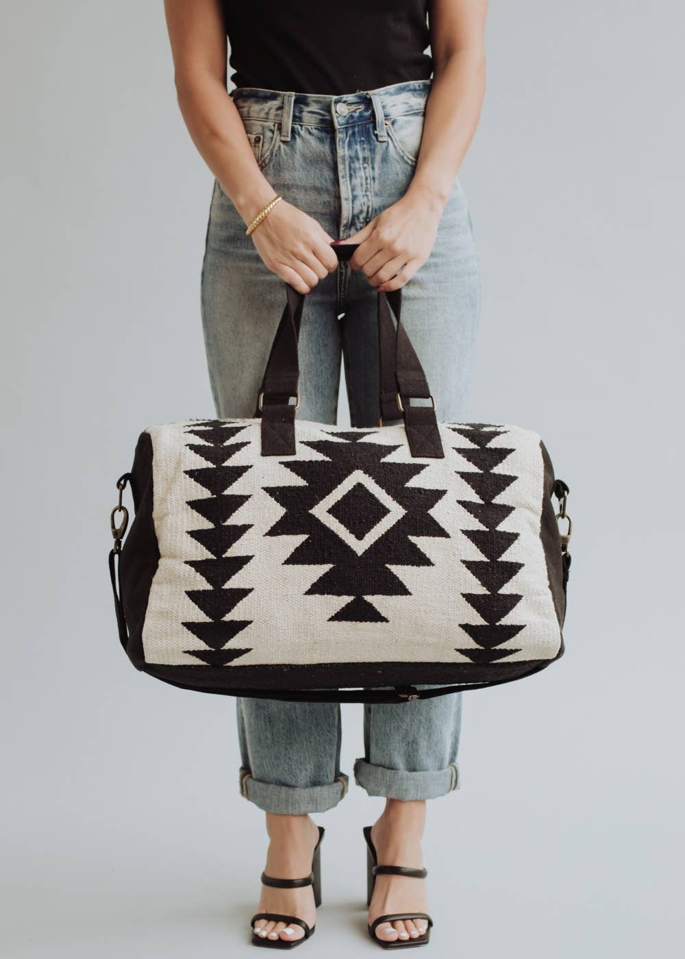 Panache Apparel Co. - Cream & Black Aztec Duffel