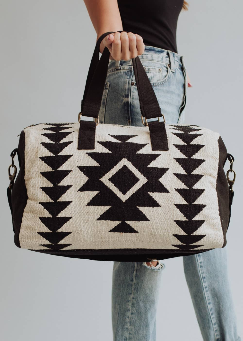 Panache Apparel Co. - Cream & Black Aztec Duffel
