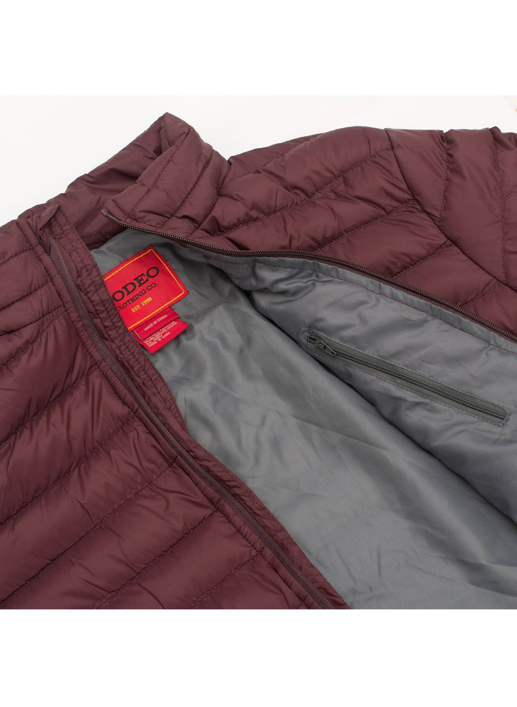 Rodeo Clothing - Men's Nylon Quilted Puffer Jacket -NJ640-Burgundy - L