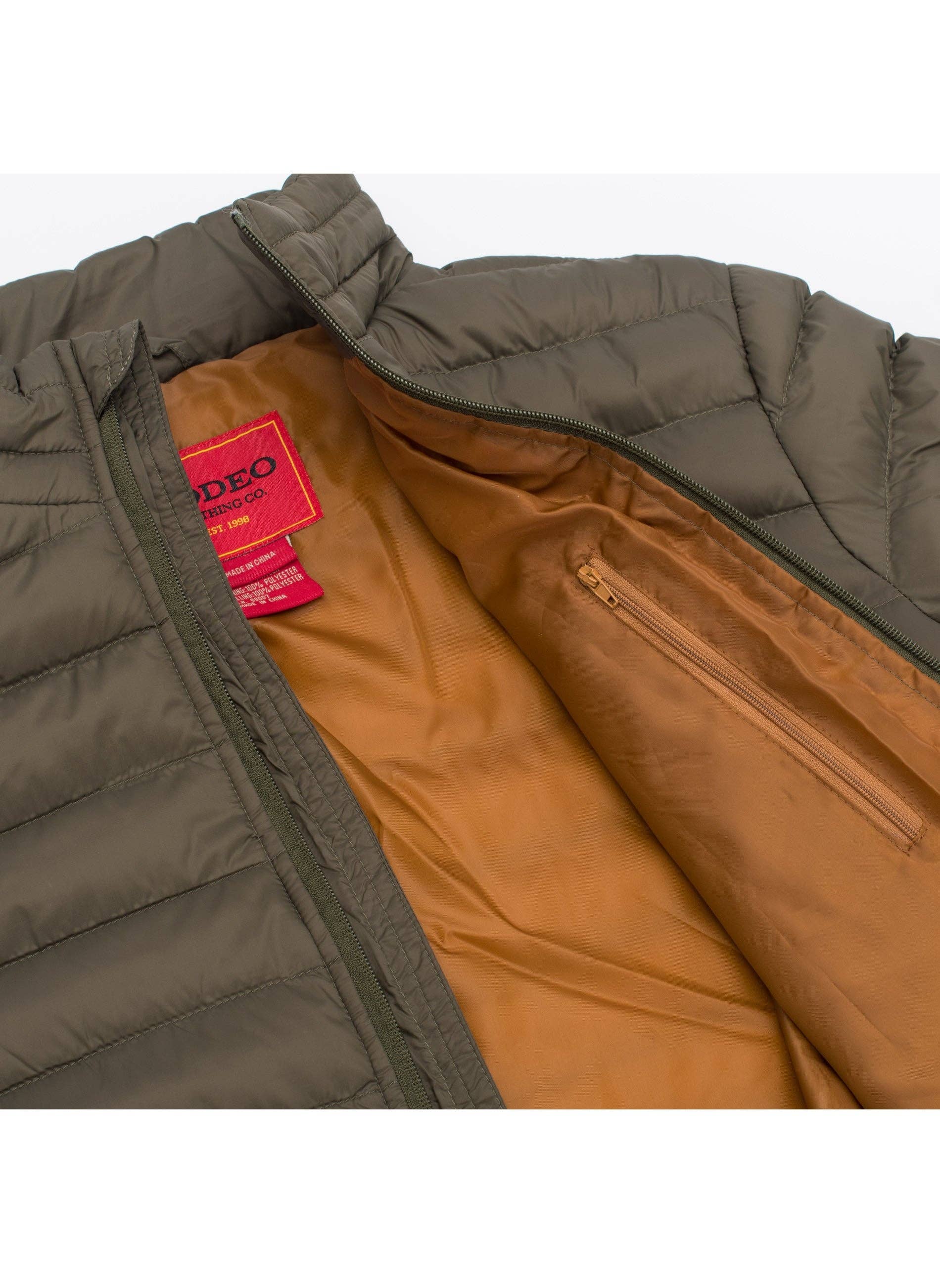 Rodeo Clothing - Men's Nylon Quilted Puffer Jacket -NJ640-Olive - XL