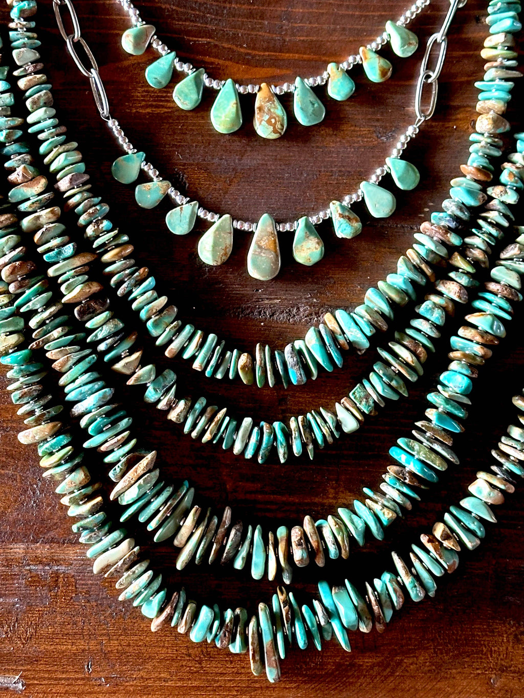 Fleurdesignz Western Jewelry - Natural turquoise Briolette Paperclip Chain Necklace/Choker