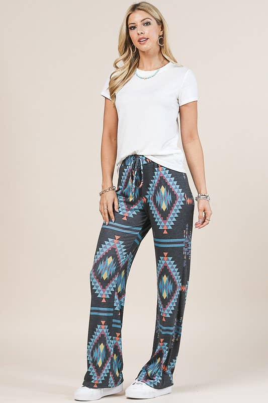 Avery - AV1044-CYNTHIA AZTEC PRINT RELAXED LONG PANTS