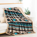 Linen Mart - Stella Aztec Sherpa Line Throw  Blanket