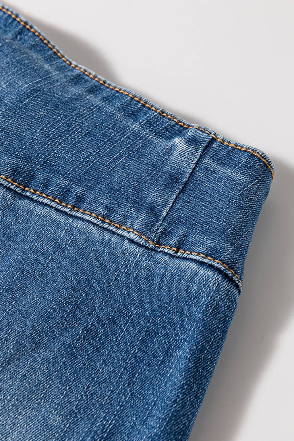 1 the Woman - High Waist Button Fly Seamed Raw Hem Flare Jeans with Pocket