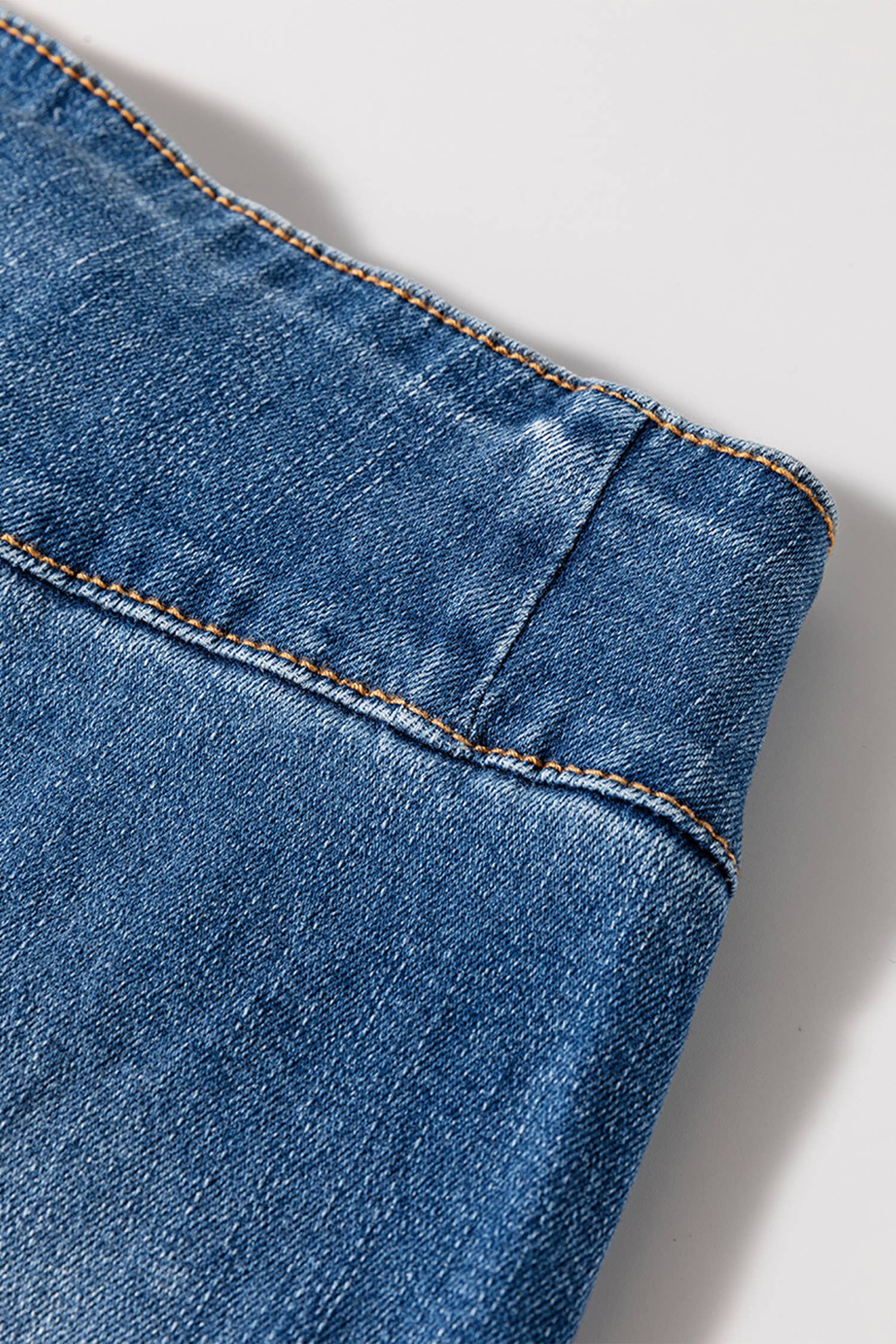 1 the Woman - High Waist Button Fly Seamed Raw Hem Flare Jeans with Pocket