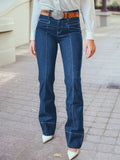 1 the Woman - Western Center Seam Deep Wash Straight Jeans