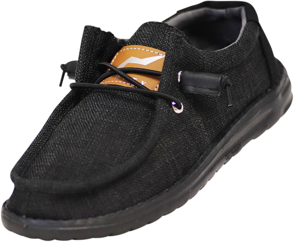 The Norty Brand - Norty Boys 11-4 Black Lace Canvas Boat Shoes 15665K Prepack