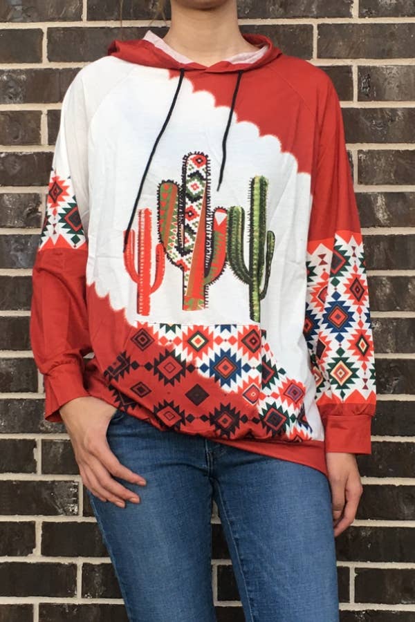 DESHENG ENTERPRISE - CACTUS PRINT HOODIE TOP