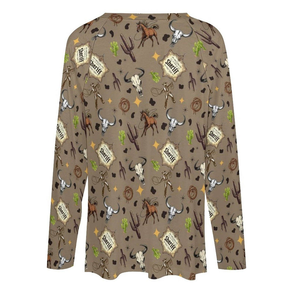 BAHA RANCH WESTERN WEAR - Baha Ranch Western Print Long Sleeve Top
