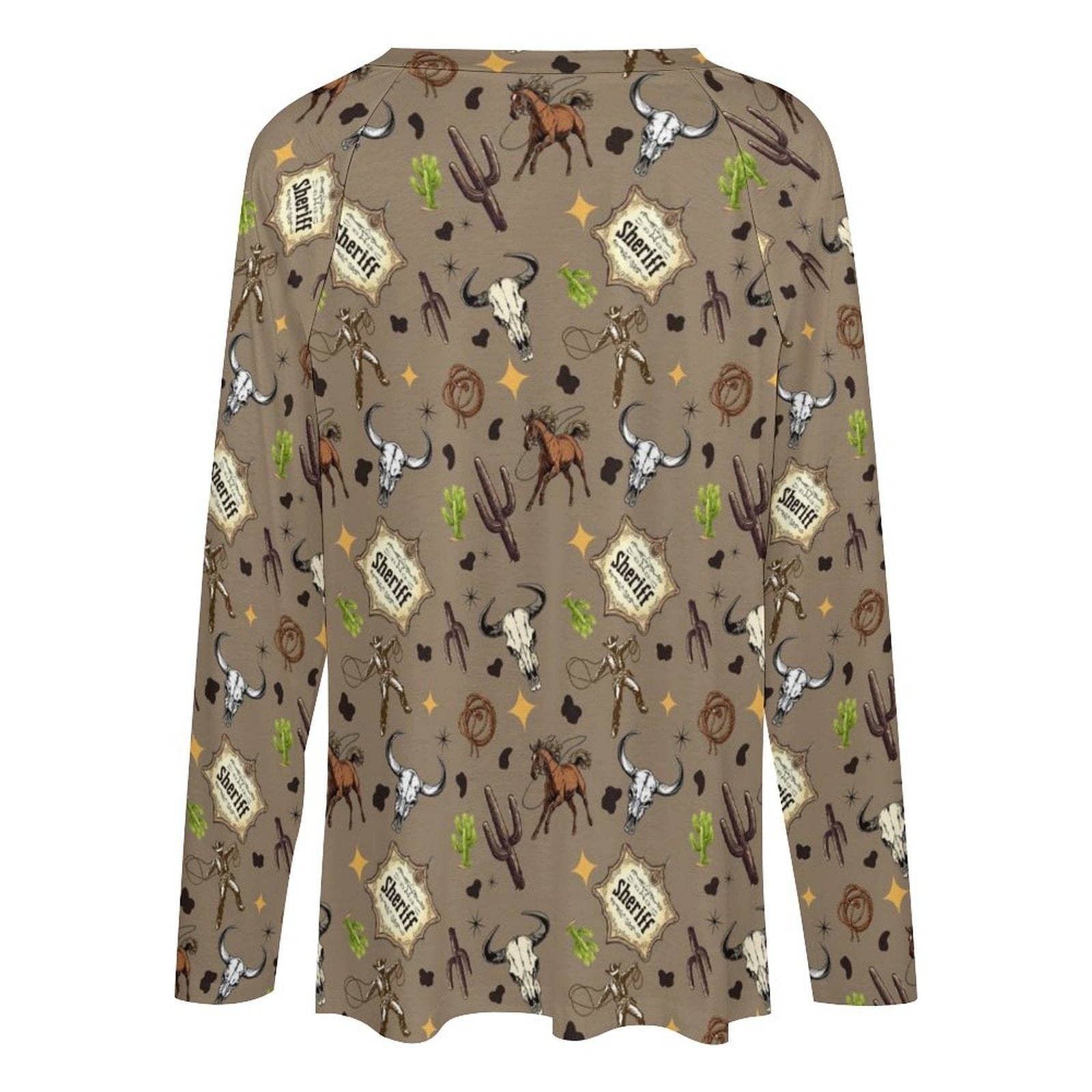 BAHA RANCH WESTERN WEAR - Baha Ranch Western Print Long Sleeve Top