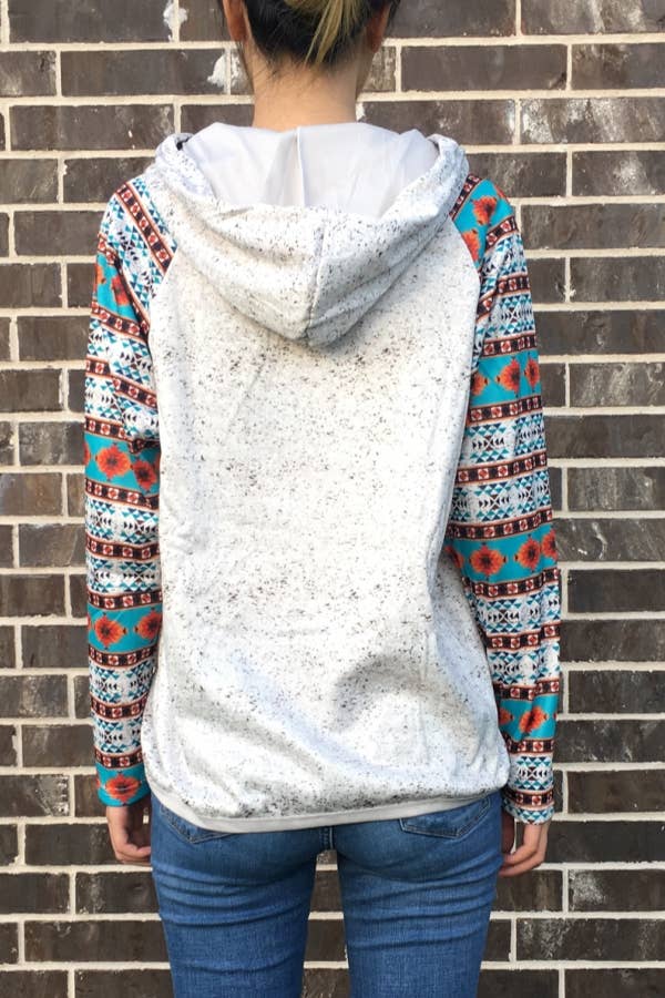 DESHENG ENTERPRISE - CROSS PRINT HOODIE TOP BLOUSE TOP