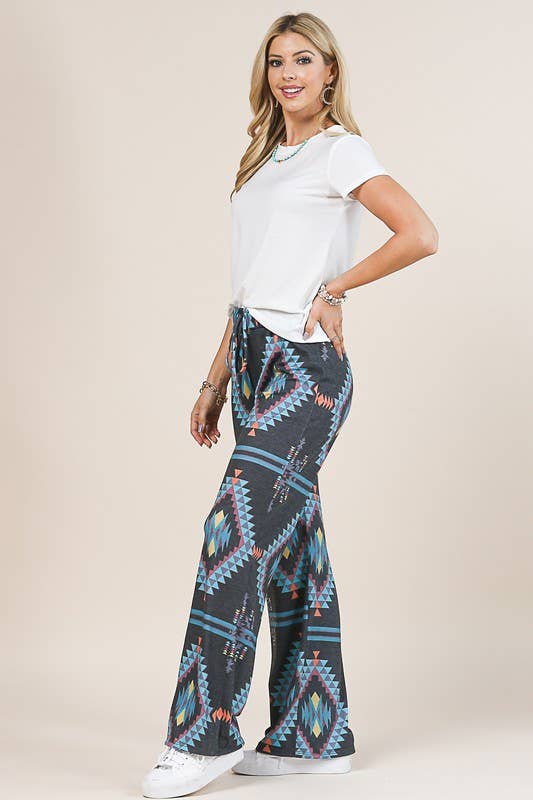 Avery - AV1044-CYNTHIA AZTEC PRINT RELAXED LONG PANTS