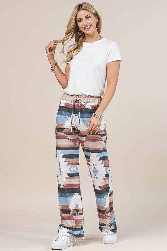 Avery - AV1044-SELENA AZTEC PRINT RELAXED PANTS