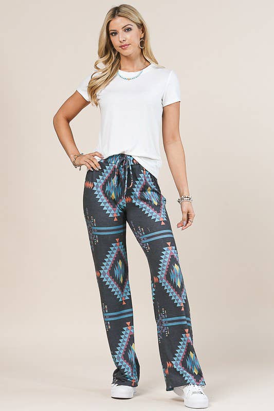 Avery - AV1044-CYNTHIA AZTEC PRINT RELAXED LONG PANTS