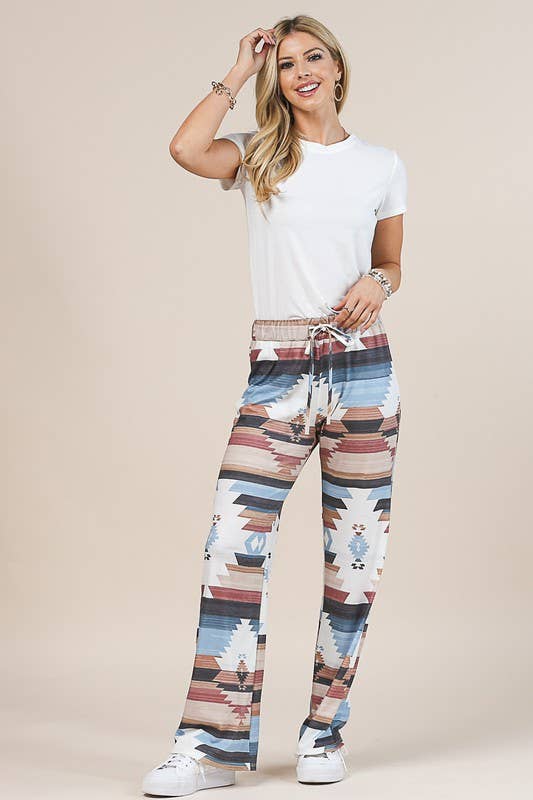 Avery - AV1044-SELENA AZTEC PRINT RELAXED PANTS