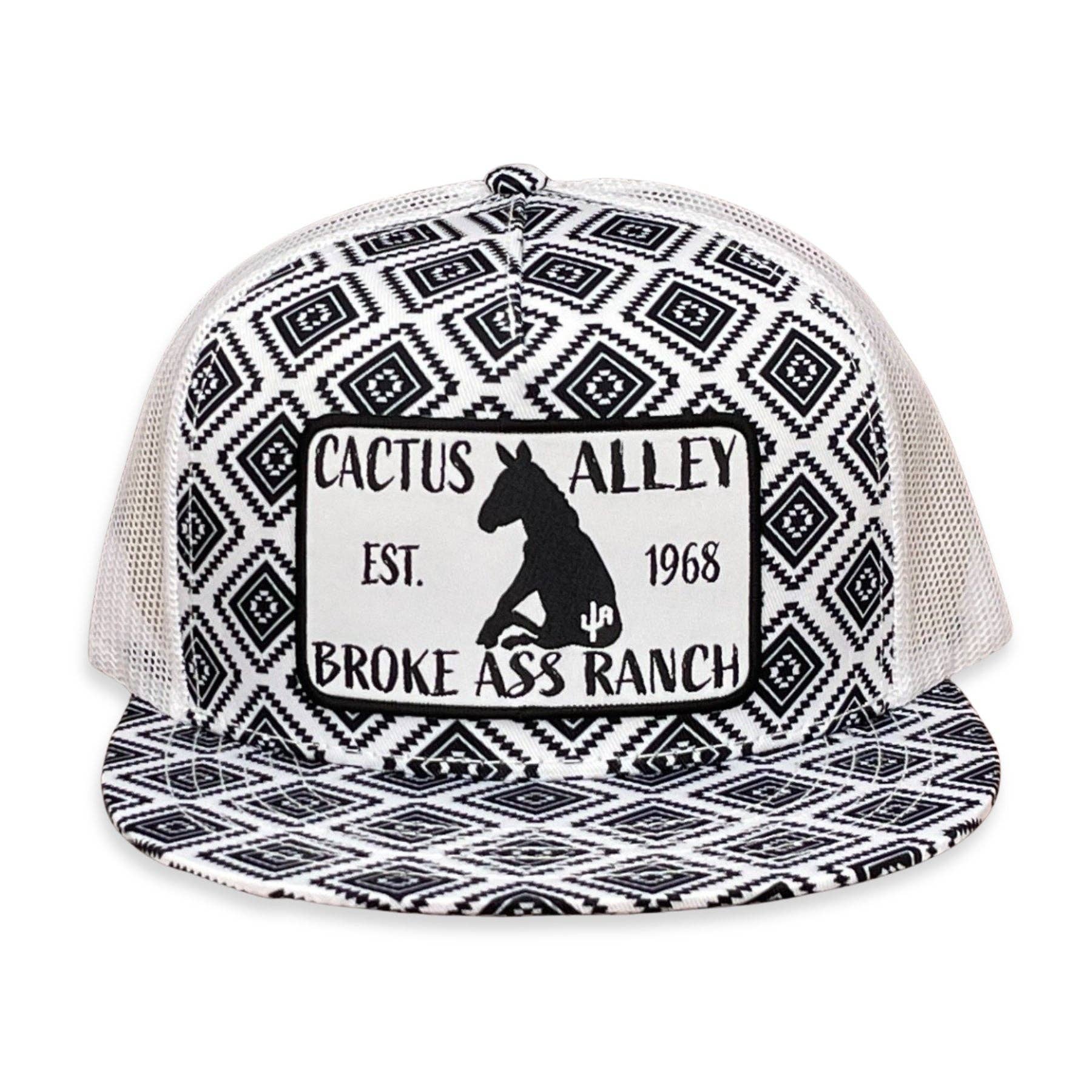 Cactus Alley Hat Co. - "Donkey" - CA Black/White Aztec, Snapback Cap (WESA JAN 2024)