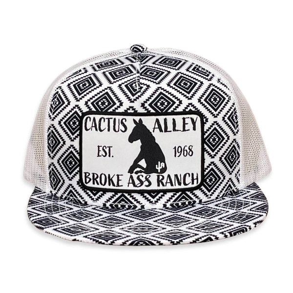 Cactus Alley Hat Co. - "Donkey" - CA Black/White Aztec, Snapback Cap (WESA JAN 2024)