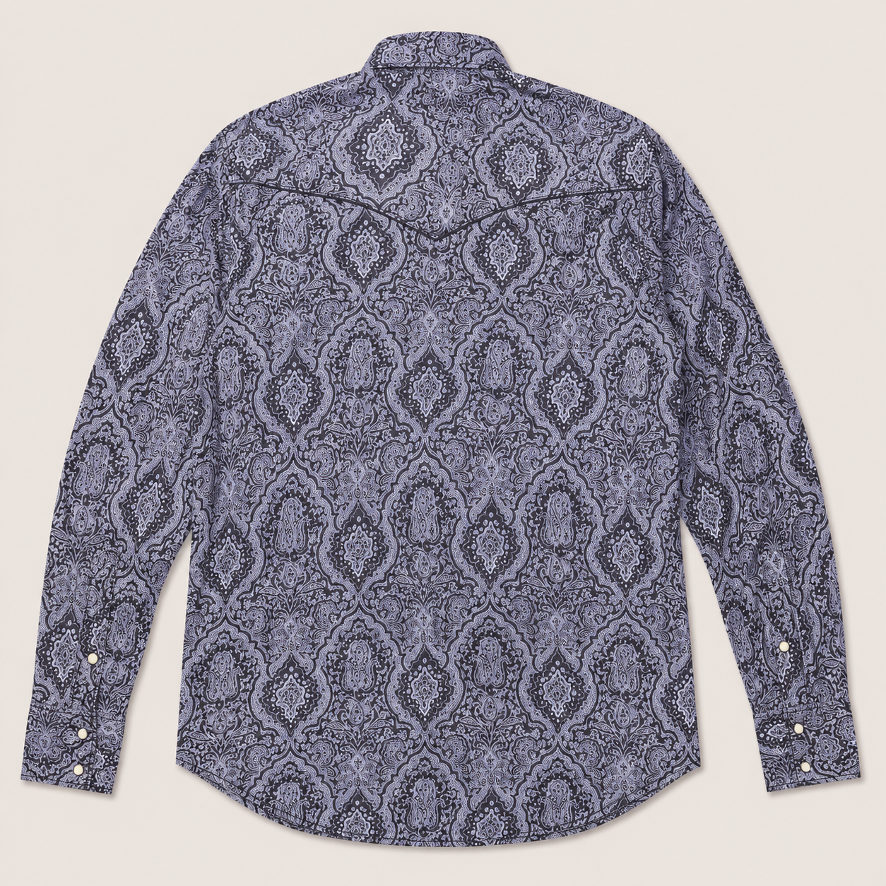 CowboyLegend - Men's Midnight Paisley Print Long Sleeve Cowboy Western Shirt