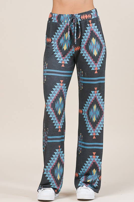 Avery - AV1044-CYNTHIA AZTEC PRINT RELAXED LONG PANTS