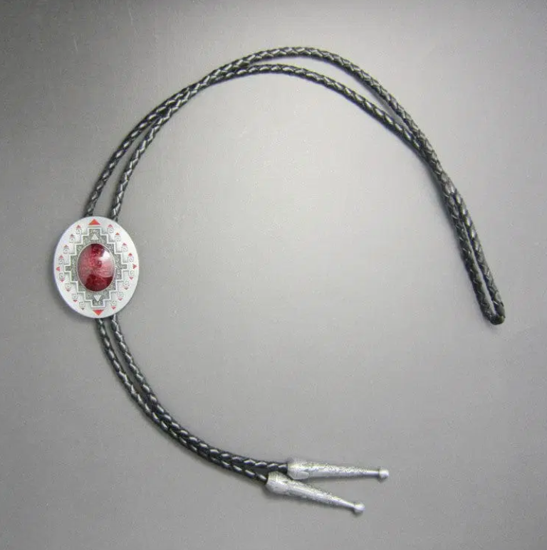 SimpleNGreat - Red Oval Bolo Tie