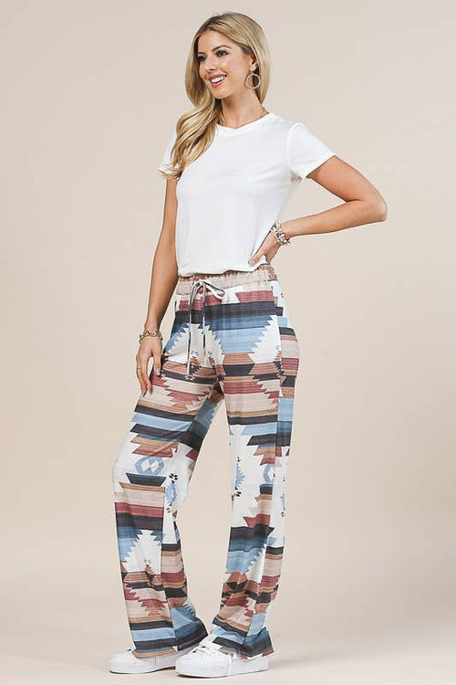 Avery - AV1044-SELENA AZTEC PRINT RELAXED PANTS