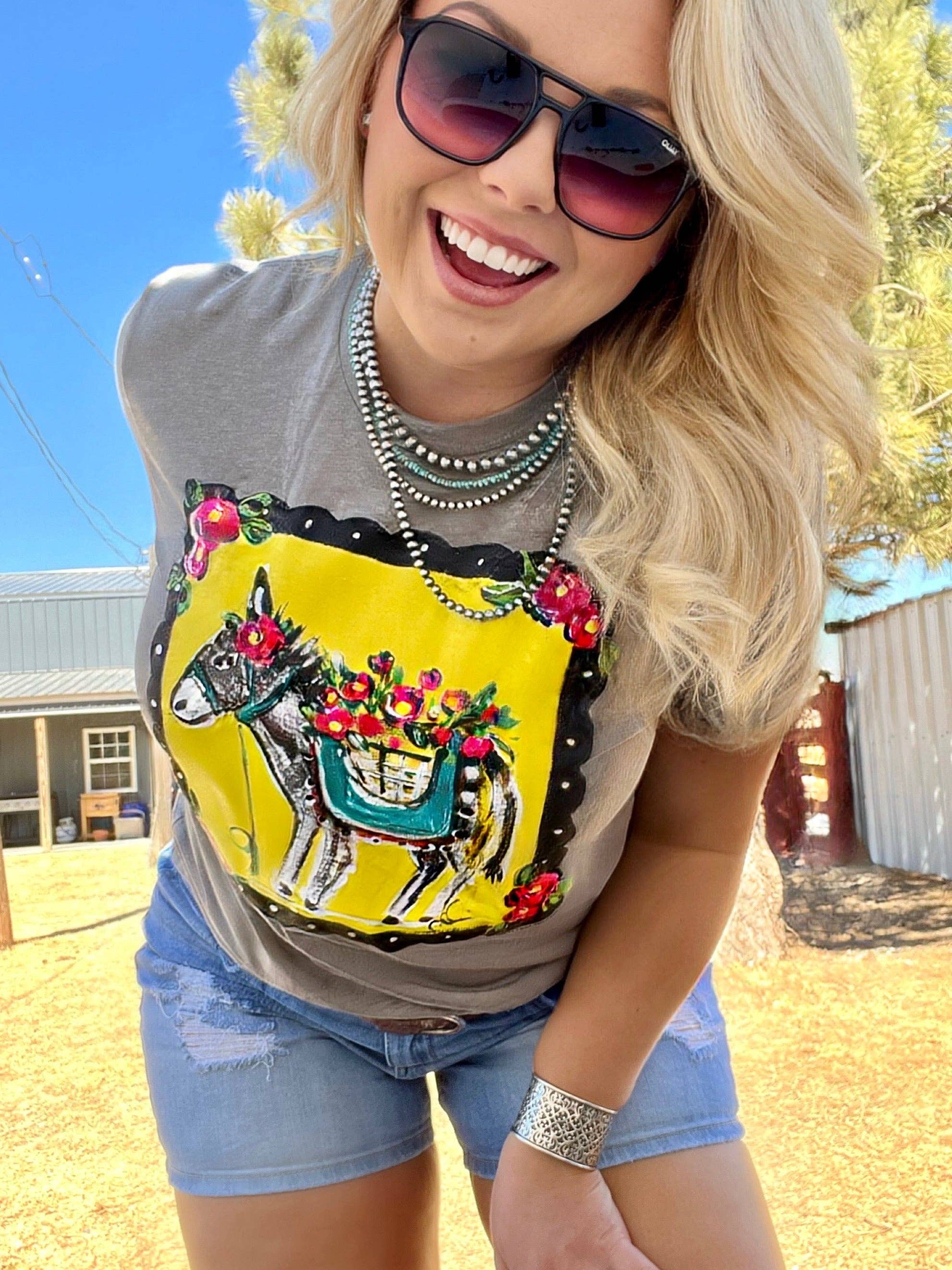 Texas True Threads - Callie Ann Stelter Hand Painted Burro