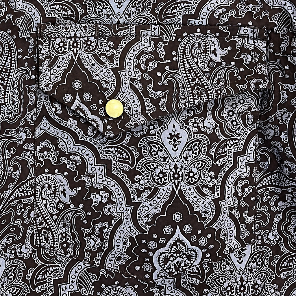 CowboyLegend - Men's Midnight Paisley Print Long Sleeve Cowboy Western Shirt
