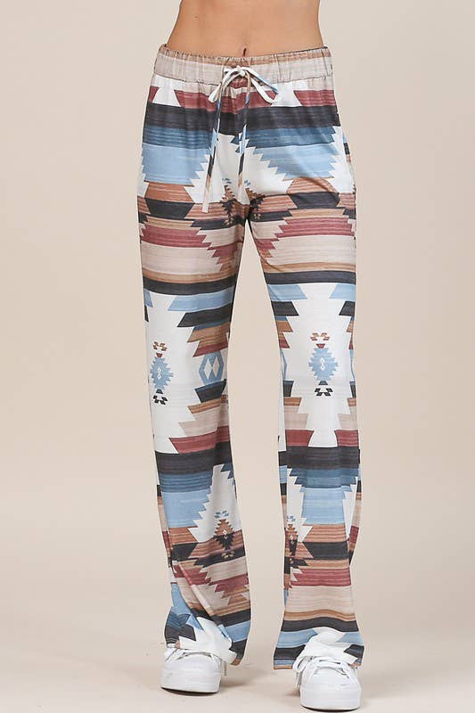 Avery - AV1044-SELENA AZTEC PRINT RELAXED PANTS