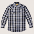 CowboyLegend - Men's Navy Plaid Long Sleeve Cowboy Western Snap Shirt