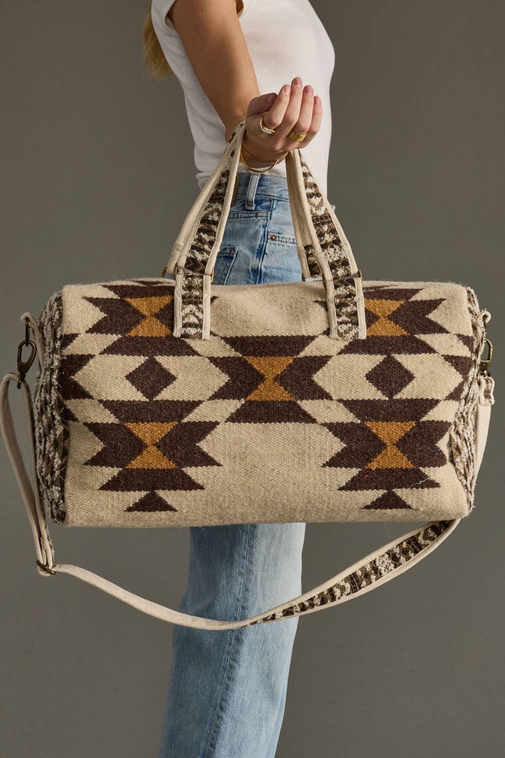 Panache Apparel Co. - Cream, Brown & Tan Western Duffel