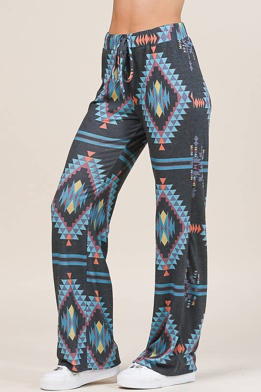Avery - AV1044-CYNTHIA AZTEC PRINT RELAXED LONG PANTS