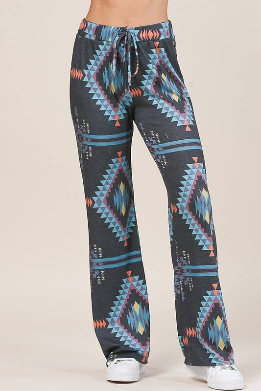 Avery - AV1044-CYNTHIA AZTEC PRINT RELAXED LONG PANTS