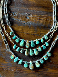 Fleurdesignz Western Jewelry - Natural turquoise Briolette Paperclip Chain Necklace/Choker