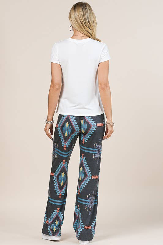 Avery - AV1044-CYNTHIA AZTEC PRINT RELAXED LONG PANTS