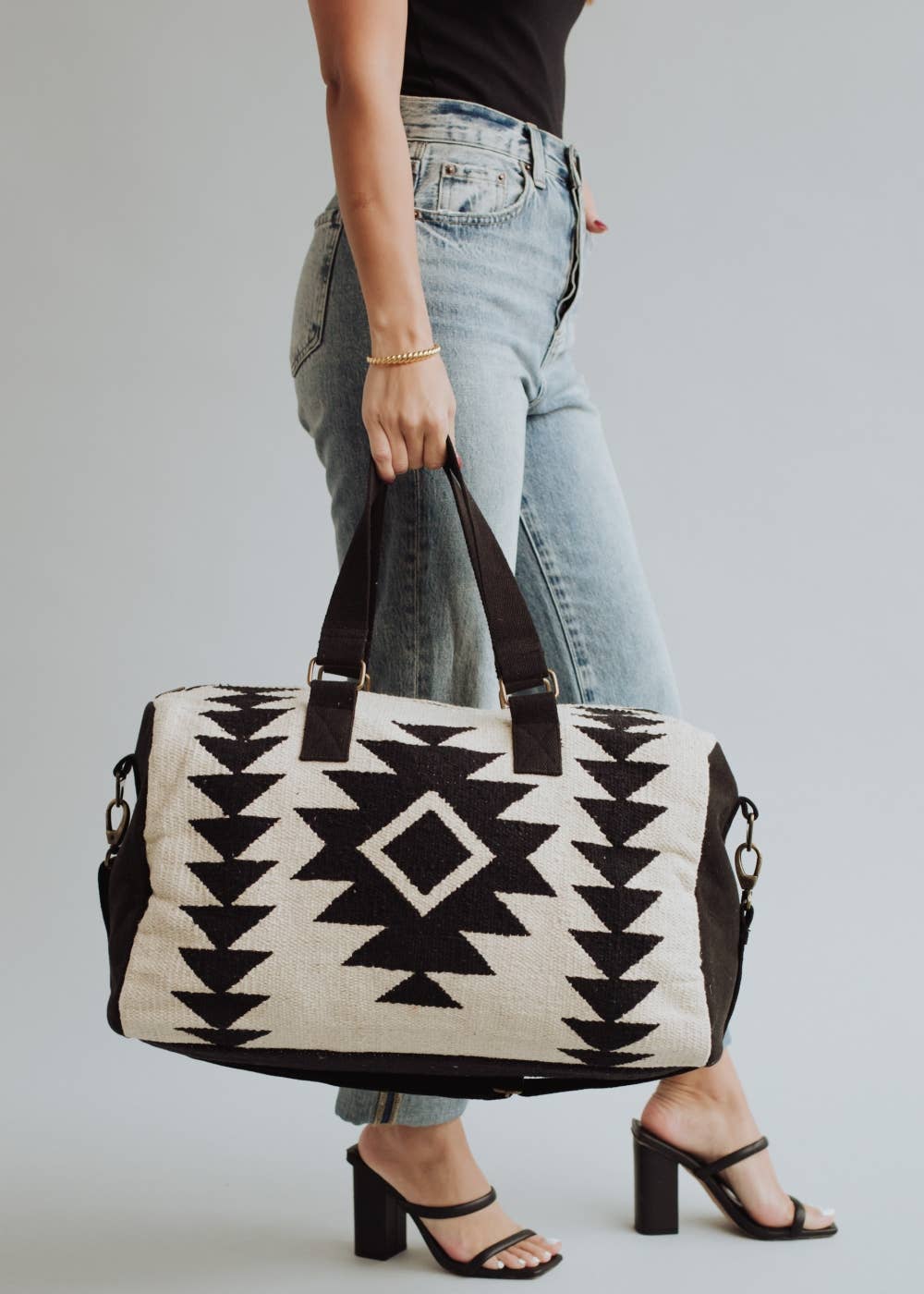 Panache Apparel Co. - Cream & Black Aztec Duffel