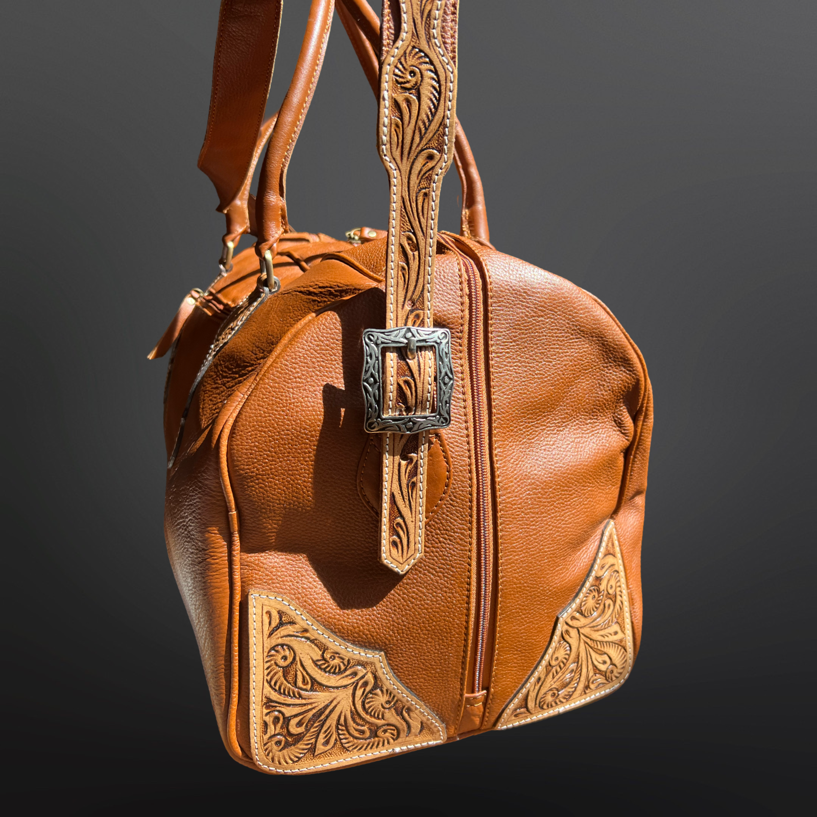 Westrian International - Western Tooled Leather Duffel Bag