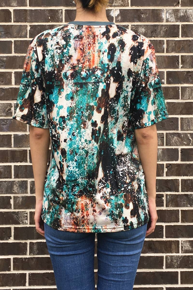 DESHENG ENTERPRISE - TRIBAL PRINT SHORT SLEEVE TOP